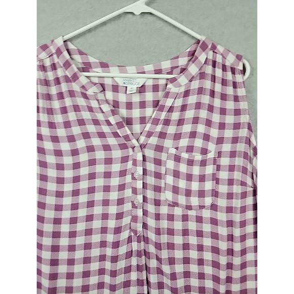 Market Spruce Purple White Gingham Sleeveless V Neck Tank Top Women's Plus 2X - Picture 3 of 12